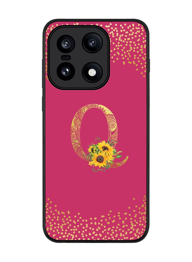 For OnePlus 15 Case,Slim fit Camera Protection, Shockproof Thin Phone cover  - Custom Floral Monogram - Q ( Deep Pink )